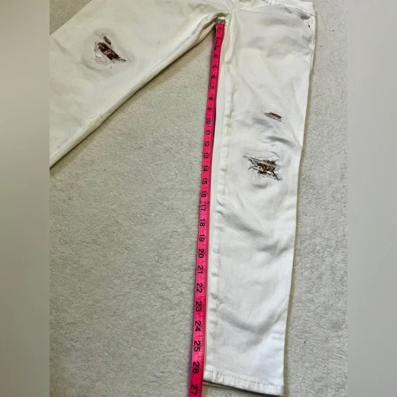 White House Black Market White Sequin Patch Skinny Ankle Jean - Size 2 (29") - Picture 5 of 13